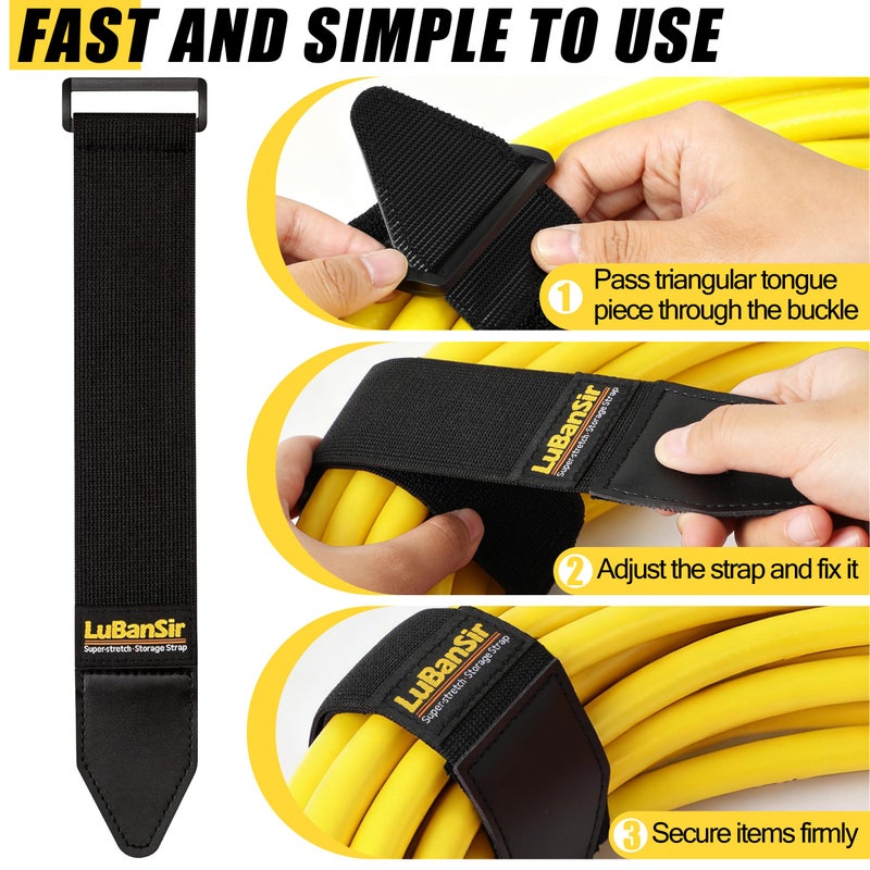 LuBanSir Cinch Straps, 2" x 24" (4 Pack) Elastic Hook and Loop Storage Strap for Extension Cord, Cable, Cord Wrap, Rope and Hose - Image 3